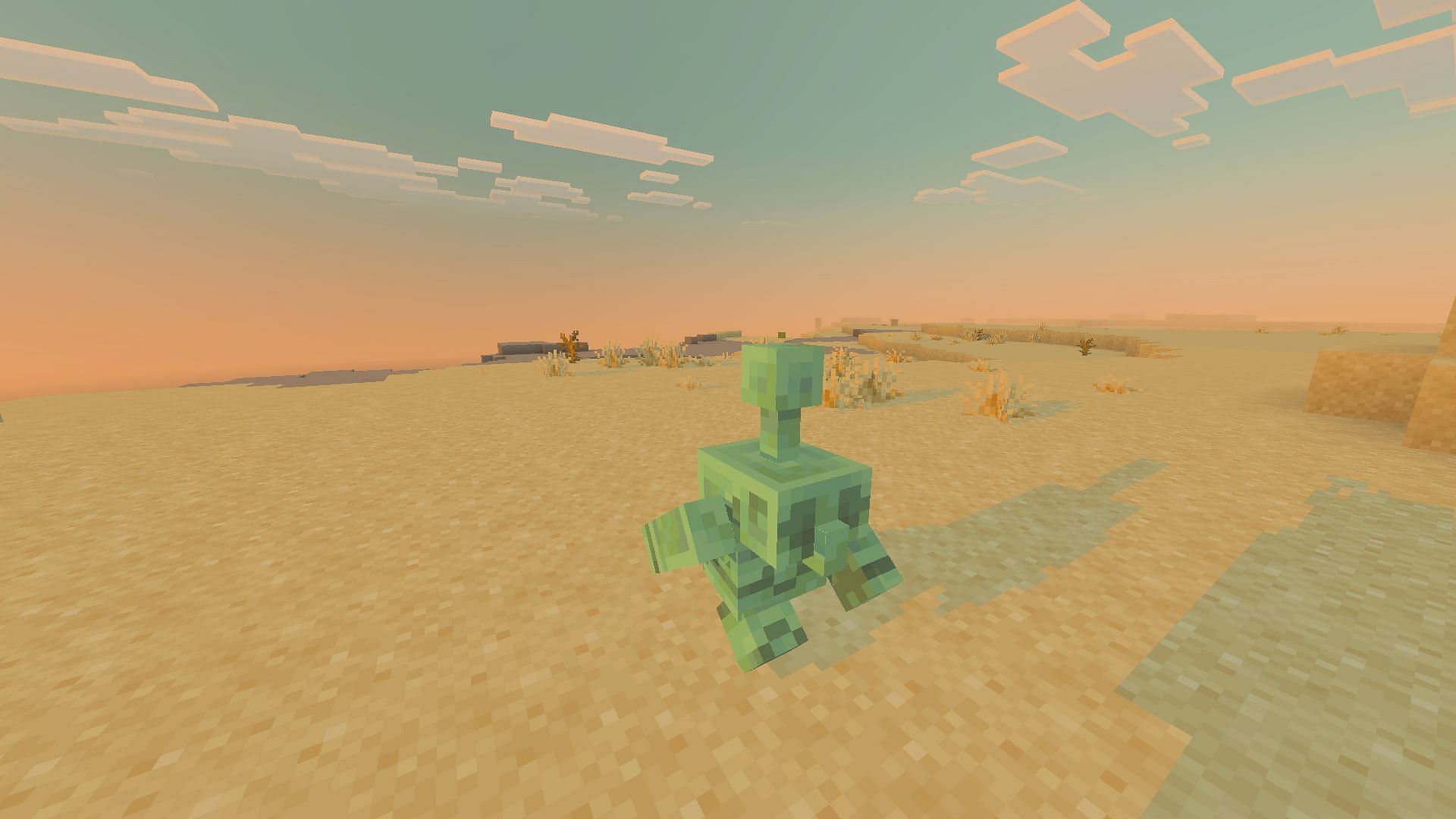 Once the mob is oxidised enough, it is converted to a copper golem statue (Image via Sportskeeda Gaming || Mojang Studios)